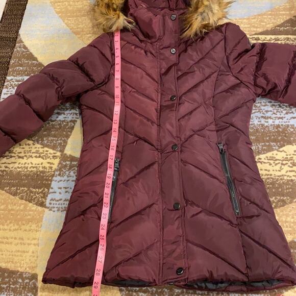 NWT Madden Girl Juniors Faux-Fur Trim Hooded Merlot M - Picture 15 of 15
